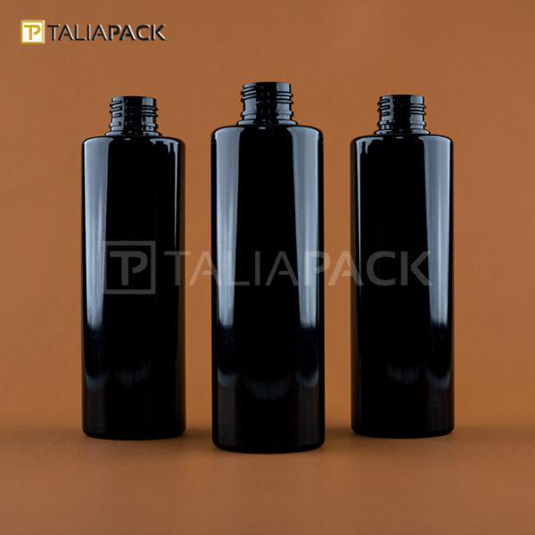 BOTOL PET 250ML HITAM RATA NECK 24MM