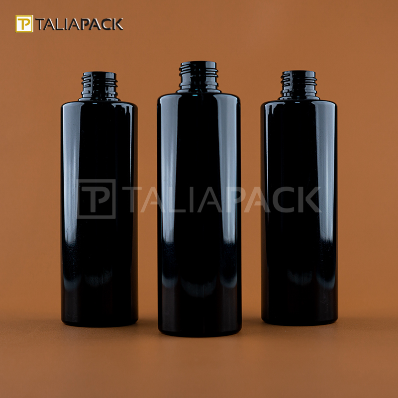 BOTOL PET 250ML HITAM RATA NECK 24MM
