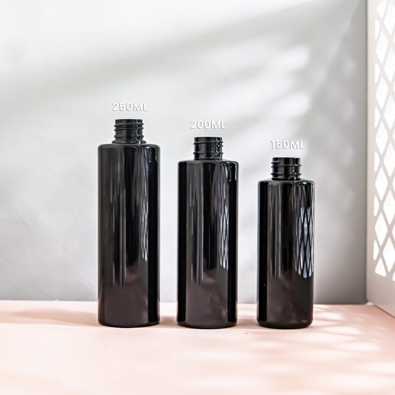 Botol Pet Hitam 200ML Rata