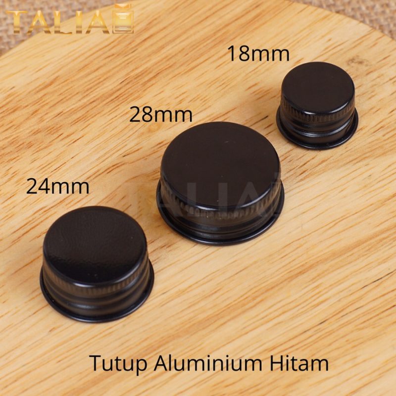 TUTUP ALUMINIUM HITAM 18MM , 24MM, 28MM