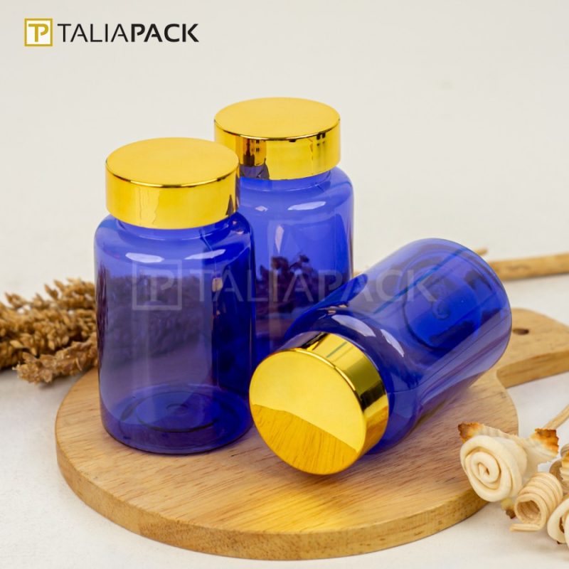 Botol Obat Biru 120 ml - Tutup Gold Taliapack