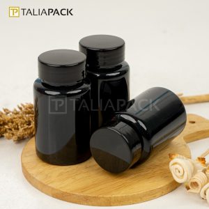 Botol Obat Hitam 120 ml - Tutup Hitam Taliapack