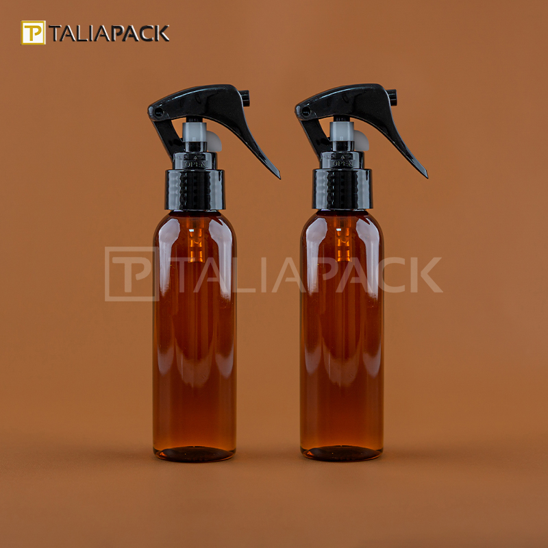SET BOTOL PET 100ML AMBER + TRIGGER BURUNG MINI 24MM - HITAM