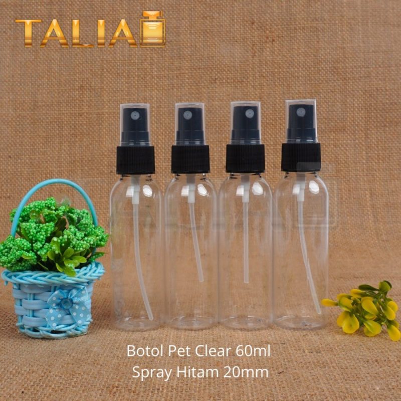 SET BOTOL PET 60ML BENING + SPRAY 20MM HITAM HALFCAP