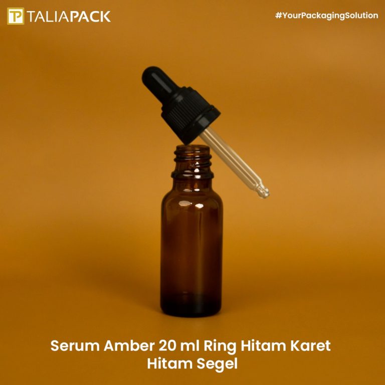 Botol Serum Amber 20 Ml Ring Hitam Karet Hitam Segel