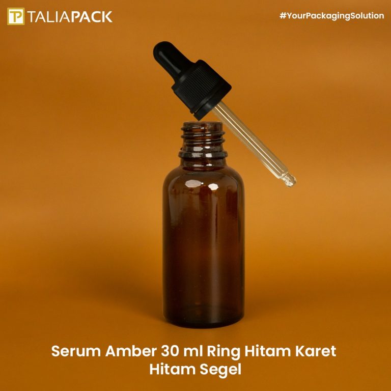 Botol Serum Amber 30 ml Ring Hitam karet Hitam Segel