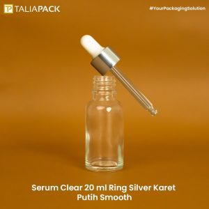 Botol Serum Clear 20 ml Ring Silver karet Putih Smooth