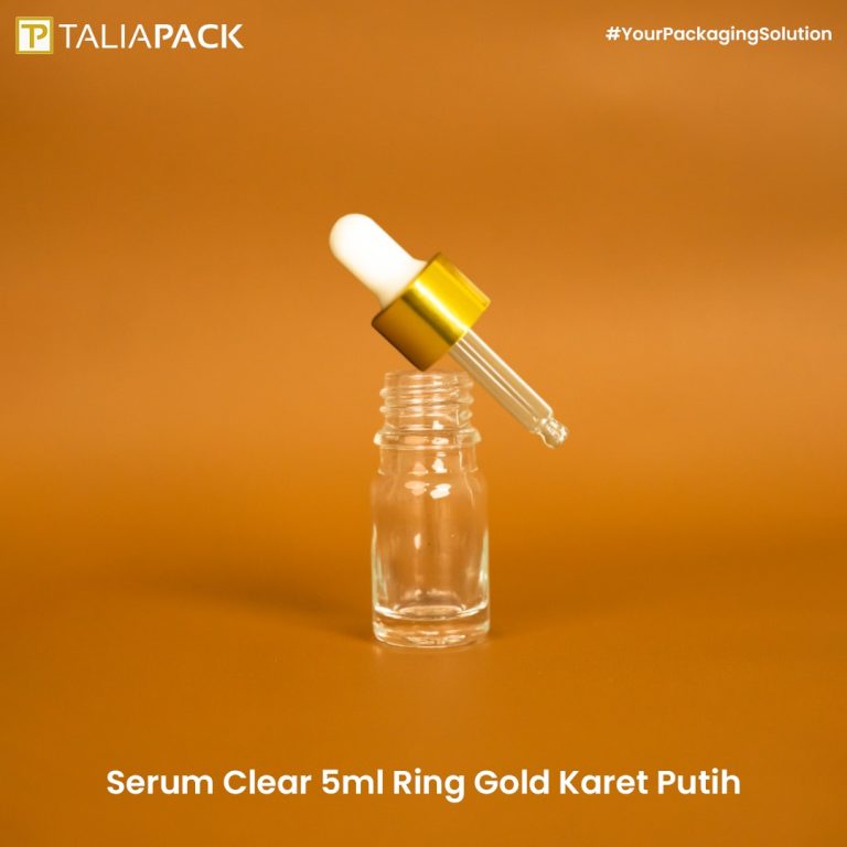 Botol Serum Clear 5 ml Ring Gold karet Putih