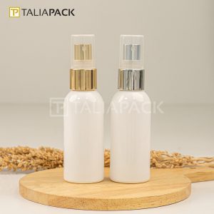 SET BOTOL PET PUTIH 60ML + TUTUP SPRAY SILVER 2 TONE NECK 18MM