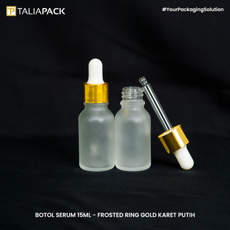 Botol Serum 15 Ml-Frosted Ring Gold karet Putih