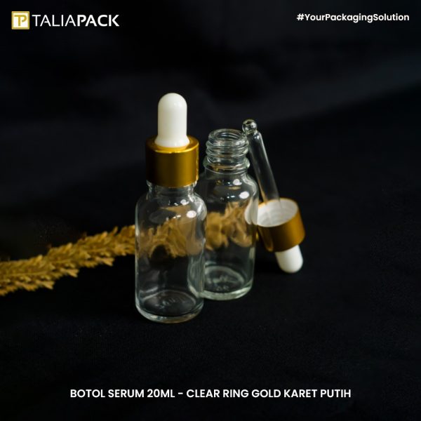 Botol Serum 20 ML - Clear Ring Gold karet Putih - Image 4