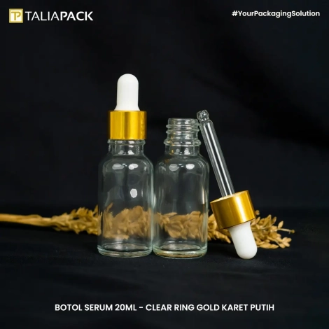 Botol-Serum-20-ML-Clear-Ring-Gold-karet-Putih