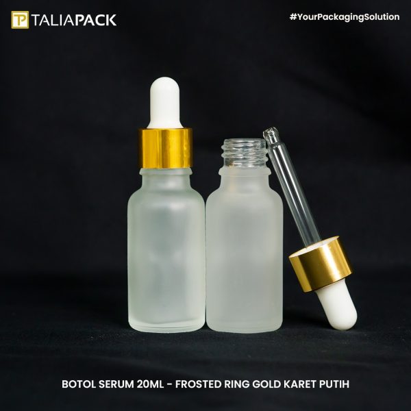 Botol Serum 20 ML - Frosted Ring Gold Karet Putih