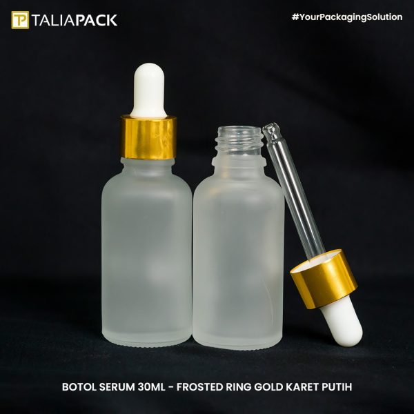 Botol Serum 20 ML - Frosted Ring Gold Karet Putih