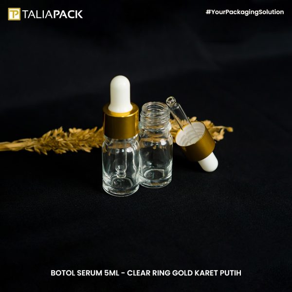 Botol Serum 5 ML - Clear Ring Gold karet Putih