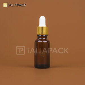 BOTOL SERUM AMBER 20ML RING GOLD KARET PUTIH