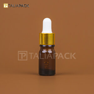BOTOL SERUM AMBER 5ML RING GOLD KARET PUTIH