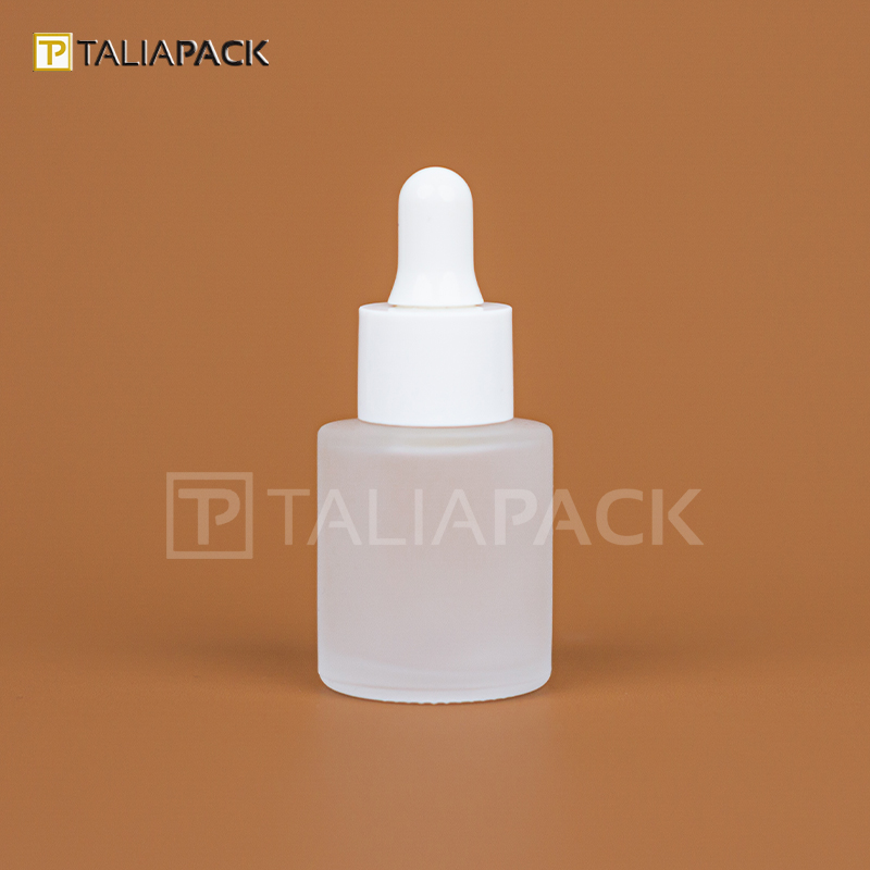 Botol Serum Frosted 20ml Ring Putih - Gemuk