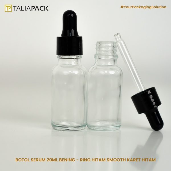 BOTOL SERUM 20ML CLEAR RING HITAM SMOOTH
