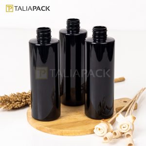 Botol PET Hitam 200ml Rata Neck 24mm