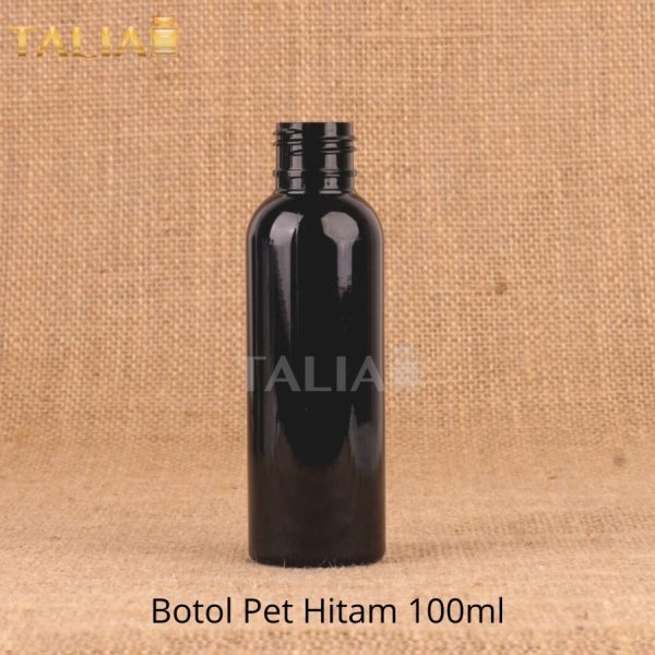 BOTOL PET HITAM RATA 100ML NECK 24MM