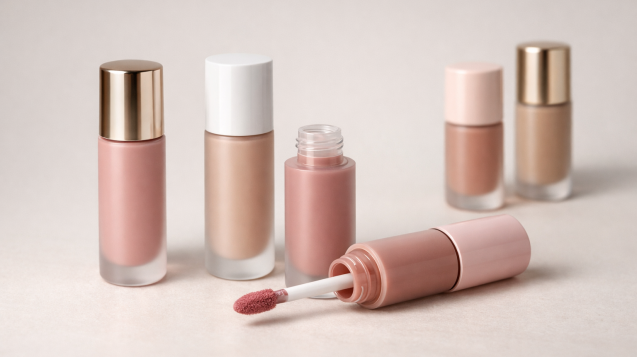 Tabung lip cream dengan aksen glossy